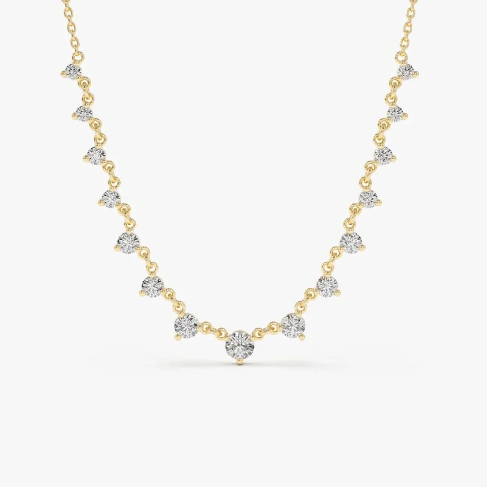 NWT Ferko’s Fine Jewelry 14k 0.85 ctw Solitaire Diamond Graduating Necklace - Picture 1 of 4